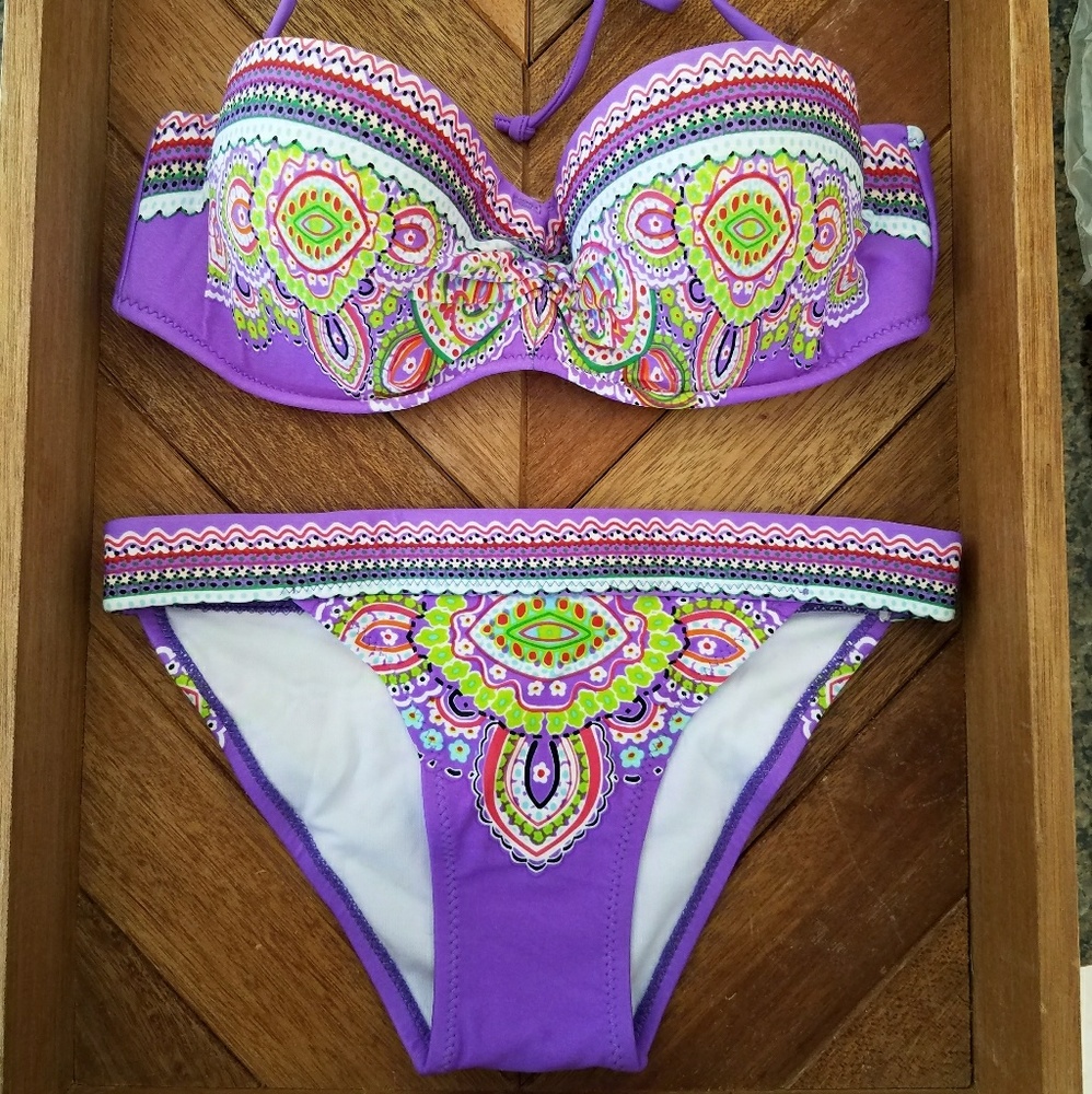 Purple Paisley Push Up Bikini